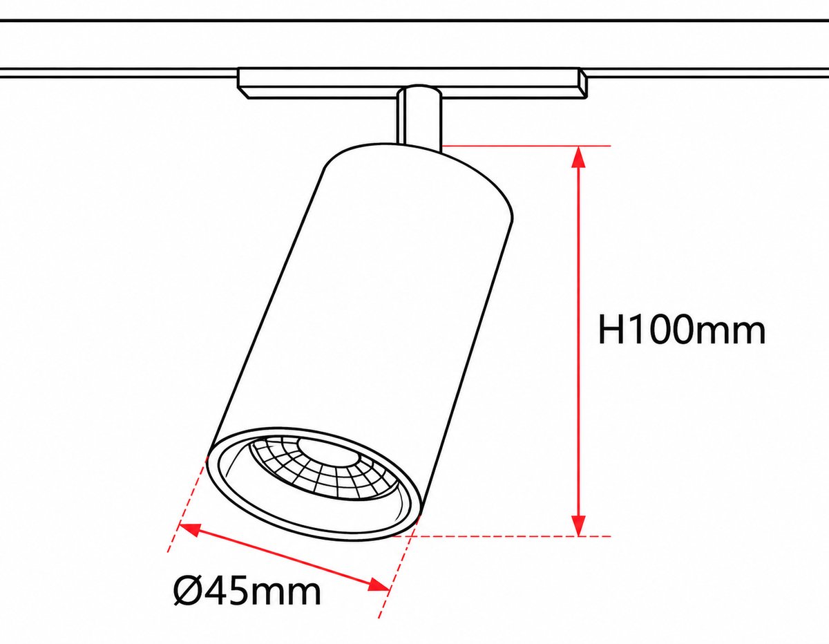 Magnetni reflektor 10W 3000K Ø45×100mm crni
