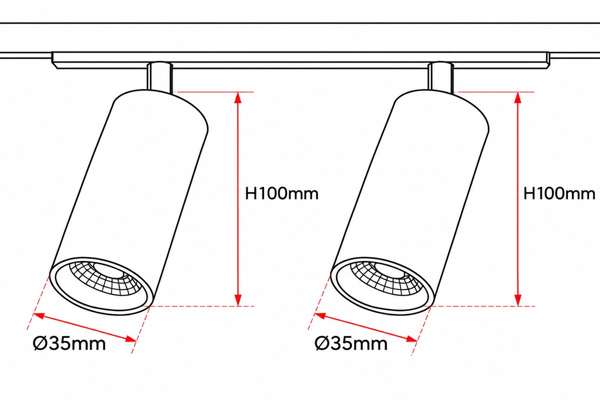 Magnetni reflektor 2×8W 3000K Ø35×100mm crni