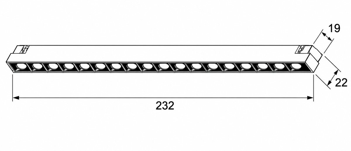 Magnetni linearni reflektor 10W 3000K L232mm crni