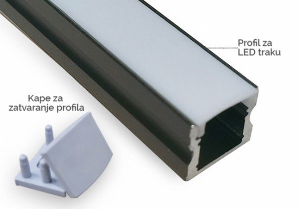 Aluminijumski profil duboki nadgradni 2m crni